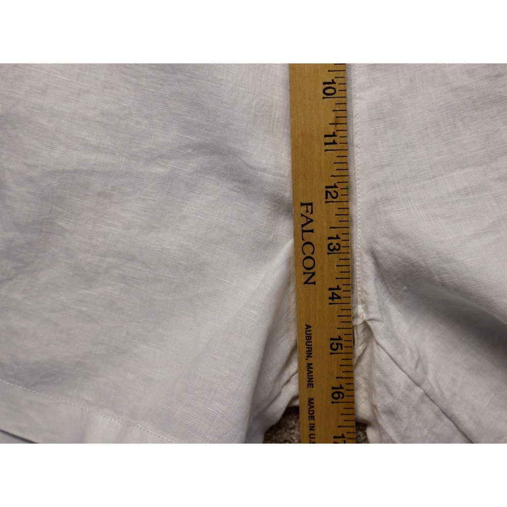 TAHARI Women's White 100 % Linen Pull On Elastic Waist Drawstring Shorts Plus 3X - Picture 8 of 9